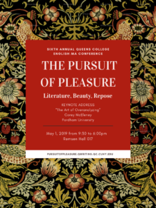 poster for 2019 English Grad Conference on The Pursuit of Pleasure